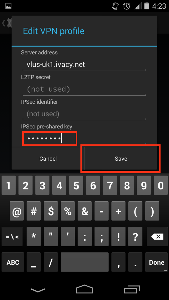 Configure uma VPN no Android 5 e superior