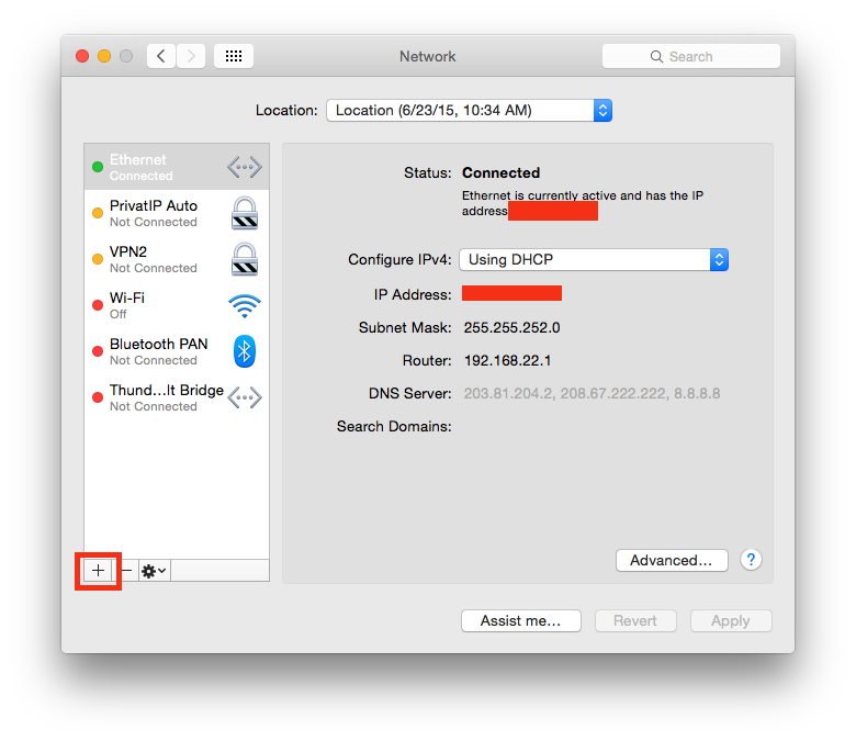 Network Sttings on Mac