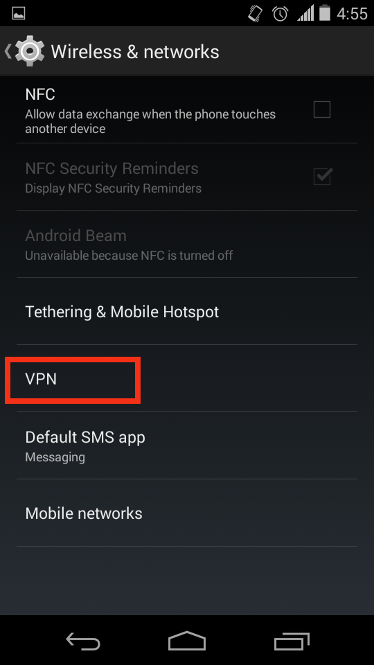 Android Wireless & Networks Settings