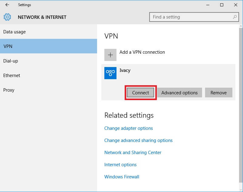 Connect Ivacy VPN on Windows 10