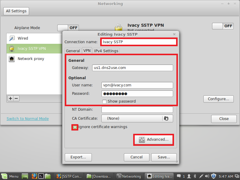 Linux mint pptp client настройка